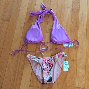Express body contour swim pink floral bikini brand new with tags!!